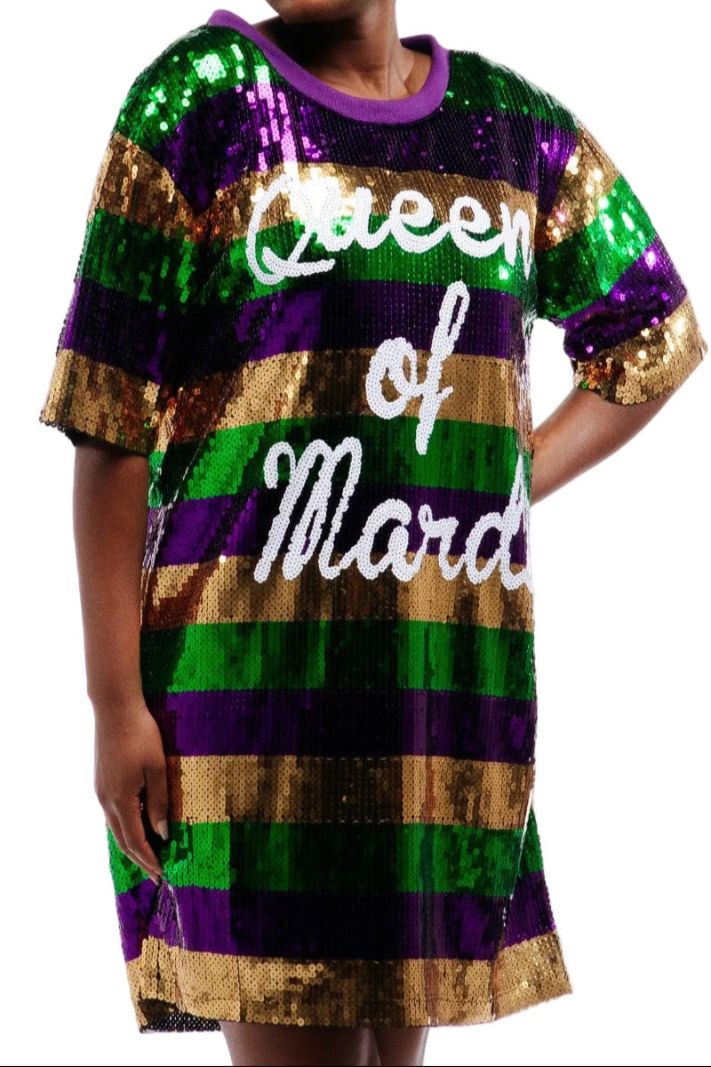 fitted lace wedding dress Queen of Mardi Gras Sequin Dress