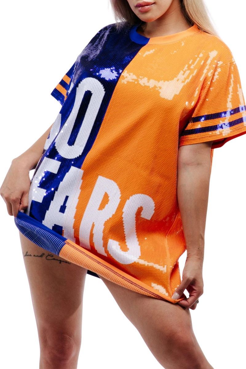 Chicago “Go Bears” Football Sequin Jersey Dress - Sequin Fans