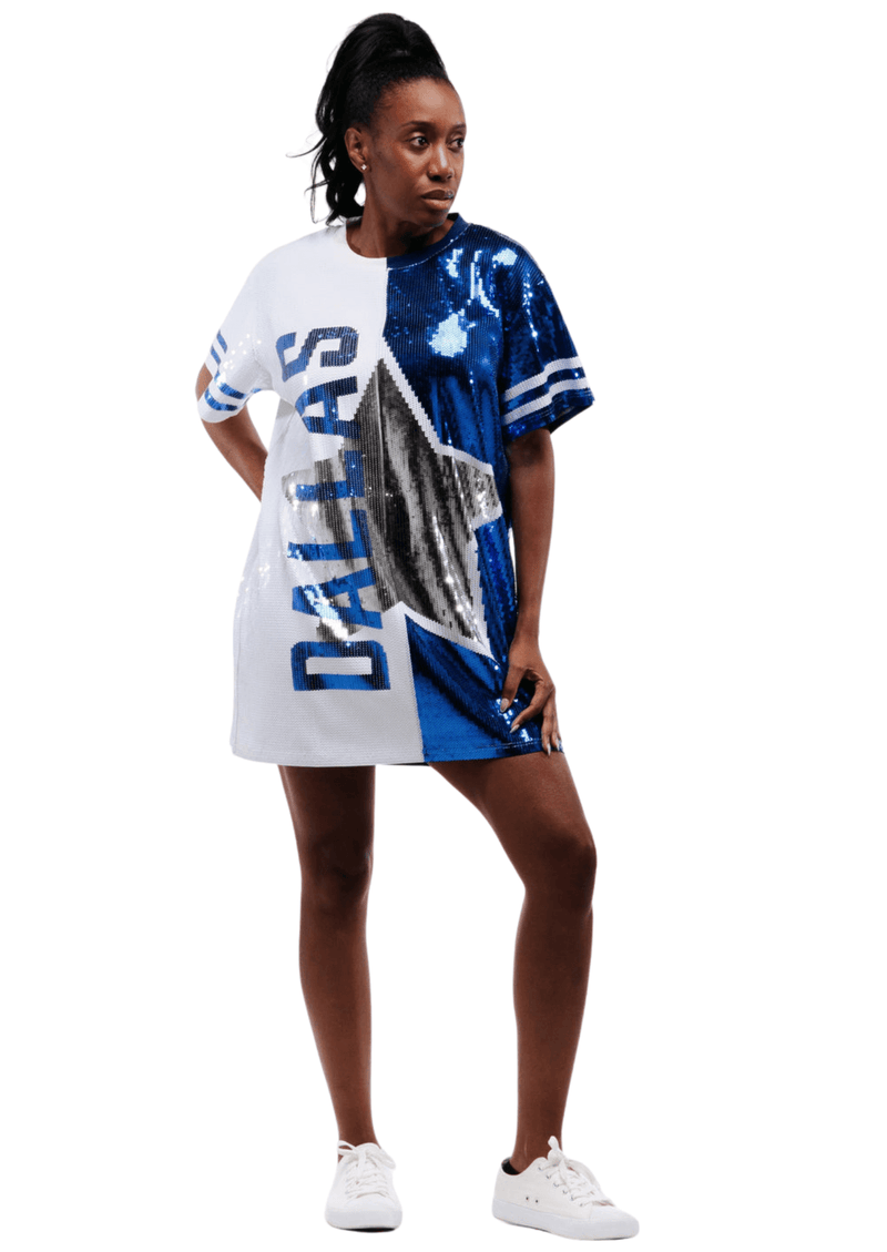 dallas cowboys sequin dress Jersey Dress, NFL. Dallas Star Dress, Ladies Foo Gi Gi's Boutique Depending on body type Dallas Cowboys Pink Sequin dress