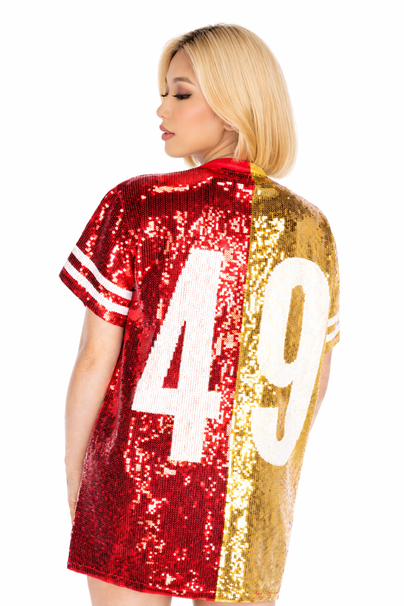 San Francisco “Niners Nation” Football Sequin Jersey Dress