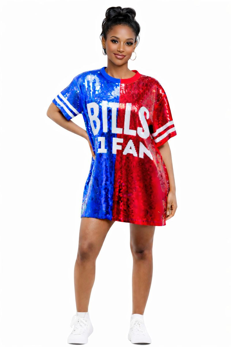 chinese dress ladies Buffalo #1 Fan Football Sequin Jersey Dress