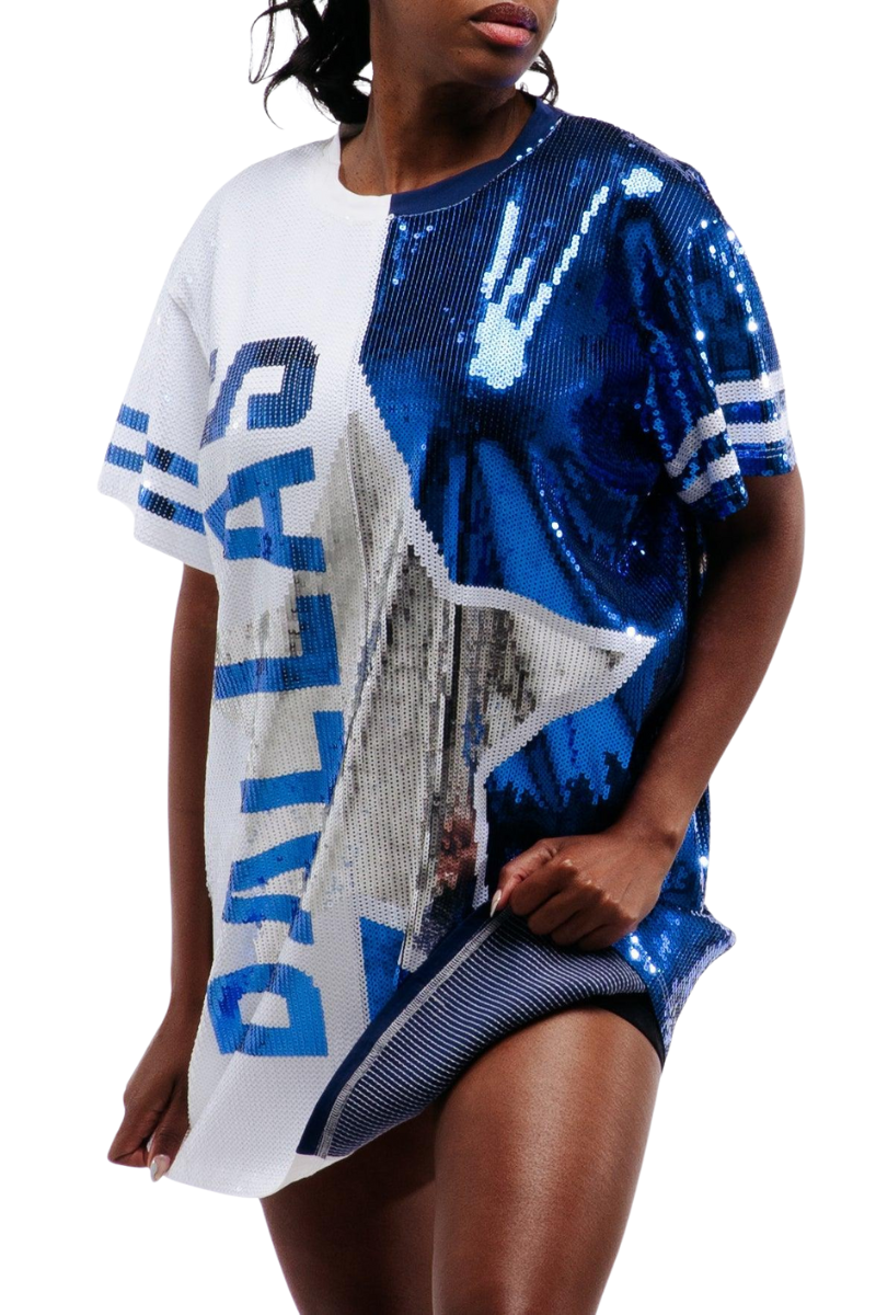 green emerald velvet dress Women's Dallas Cowboys Chic Champs Sequin Jersey Dress main image 0