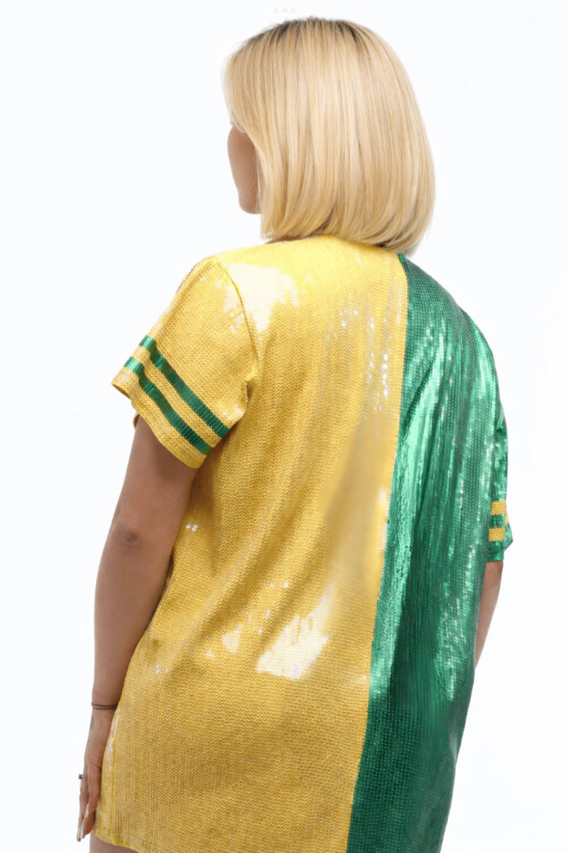 Green Bay “All Day” Football Sequin Jersey Dress
