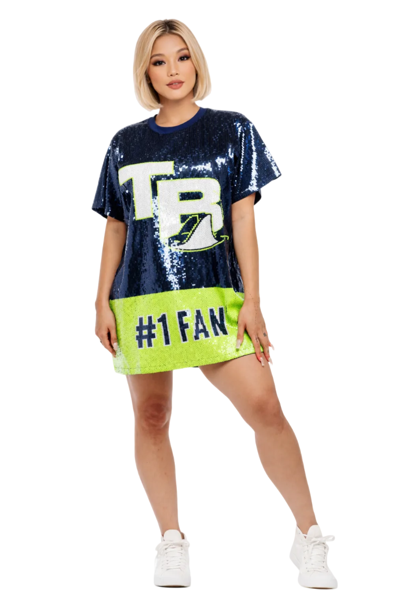 sequin baseball dress Sequin Baseball Shift Dress -White Cutie Patooties Boutique