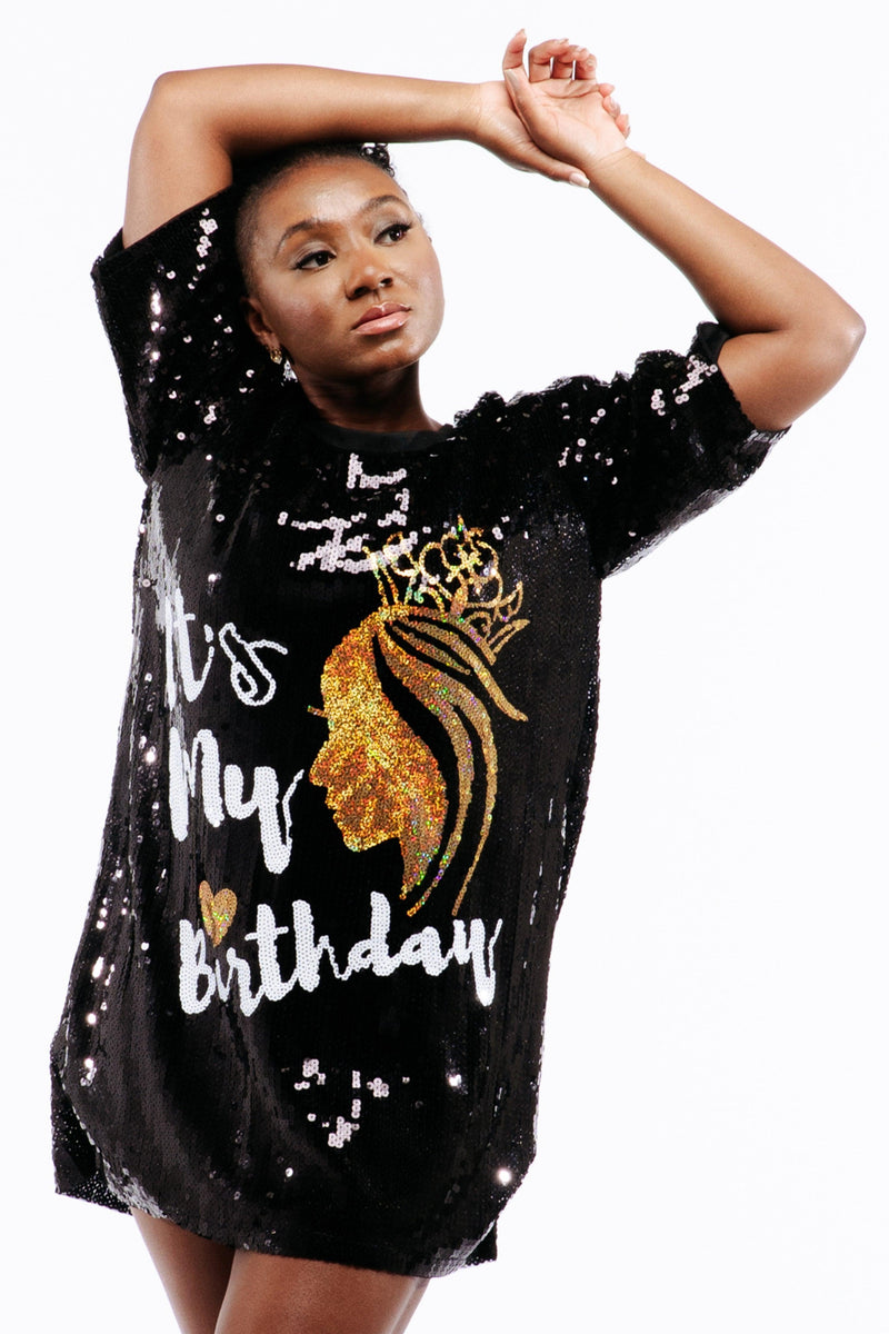 birthday queen sequin dress Plus Size Birthday Queen Sequin Dress, White, 2X