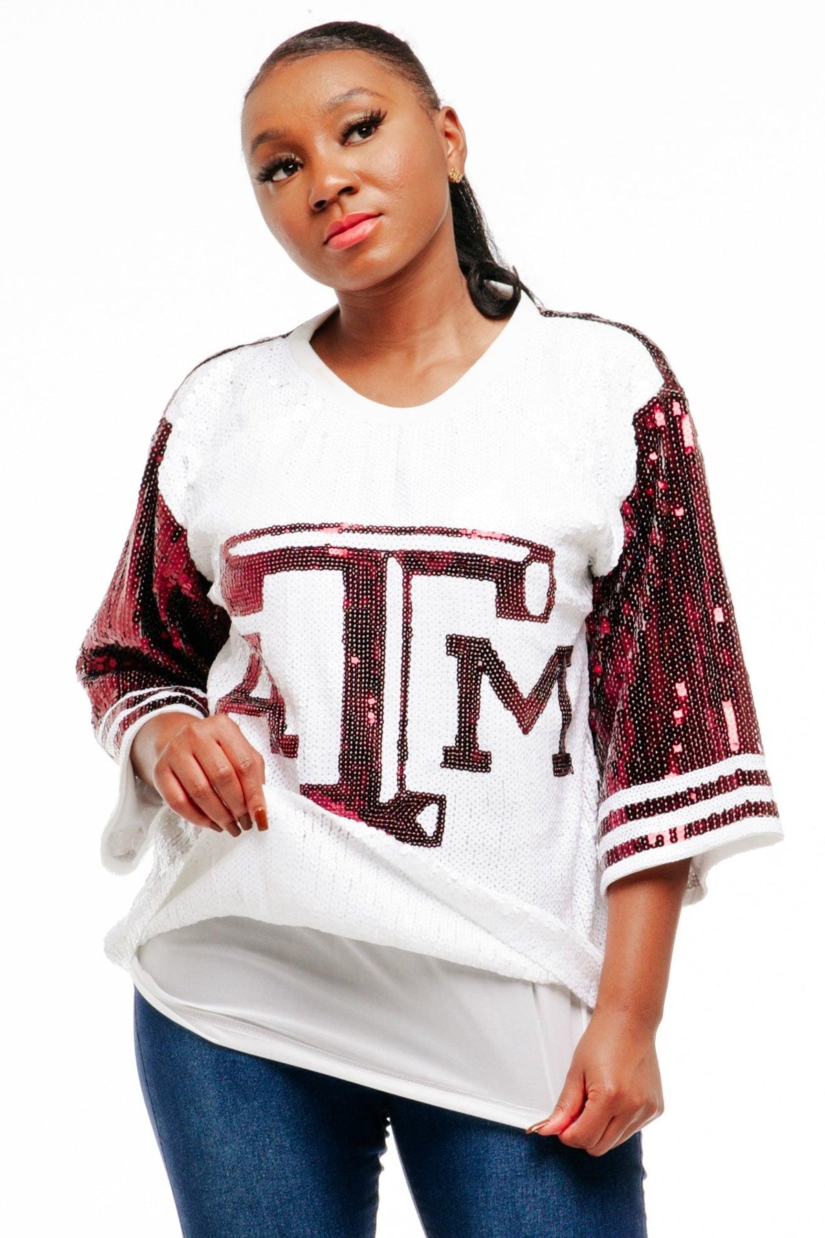 Texas College Sequin Shirt - SEQUIN FANS