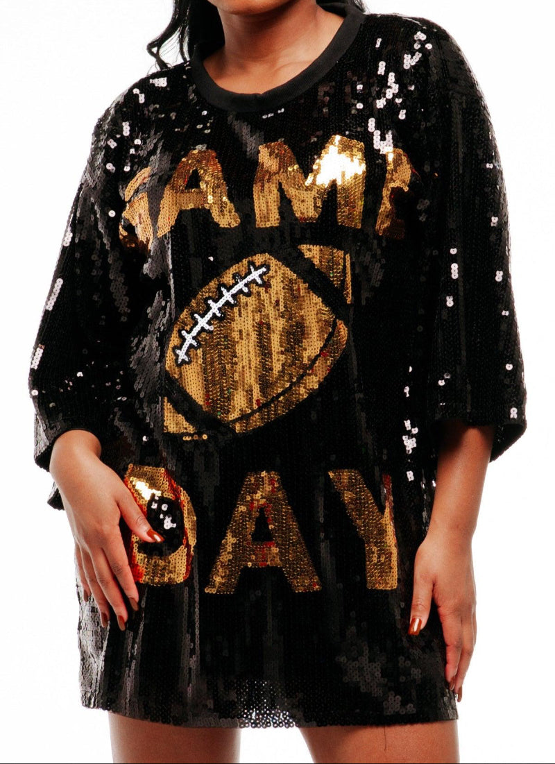 Game Day Sequin Dress - Black Game Day Sequin Dress - Black