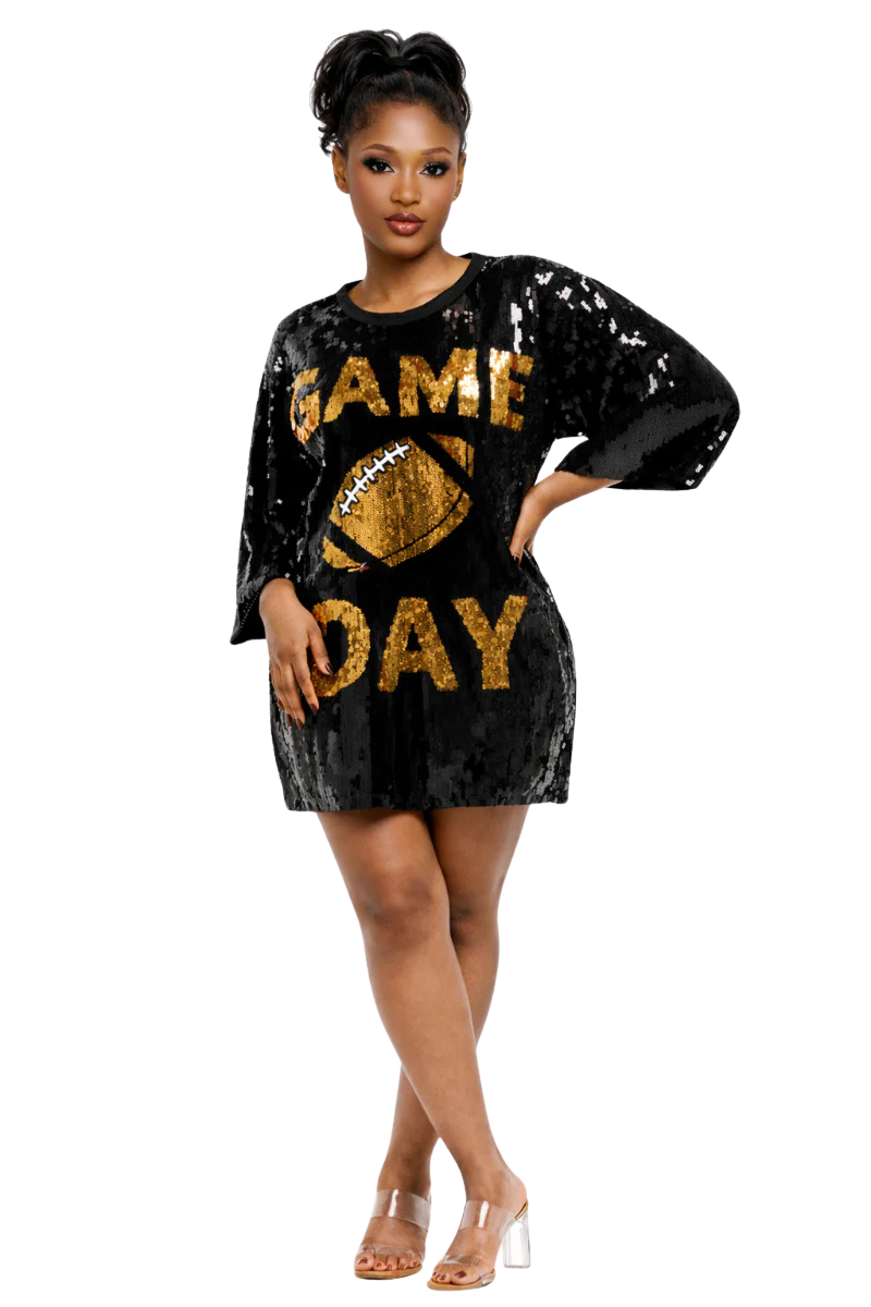 Game Day Sequin Dress - Black Game Day Sequin Dress - Black