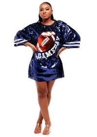 Game Day Sequin Dress - Blue - SEQUIN FANS