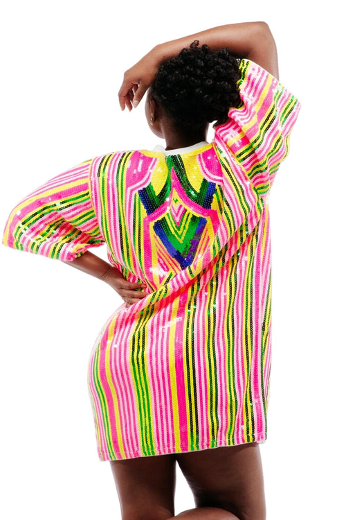 Aztec Print Sequin Dress - SEQUIN FANS