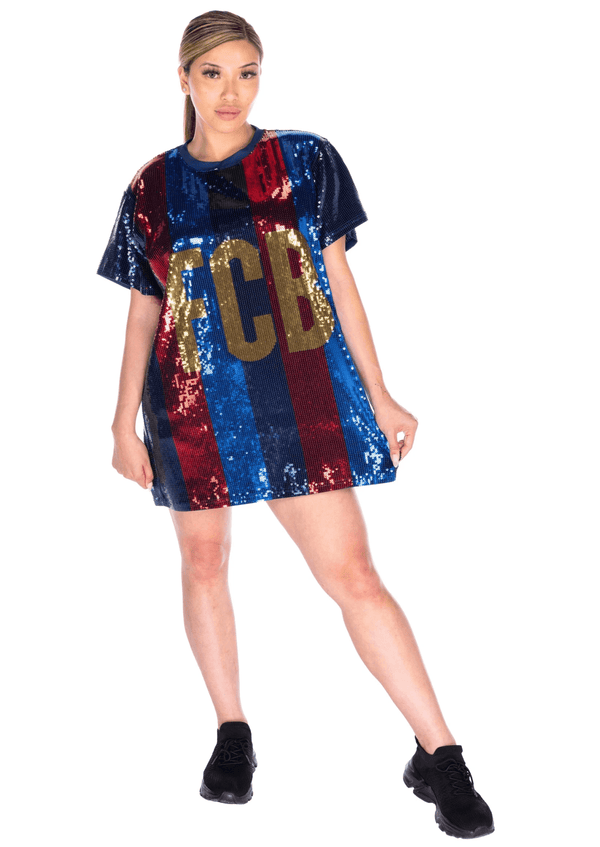 Barcelona Football Sequin Dress - SEQUIN FANS