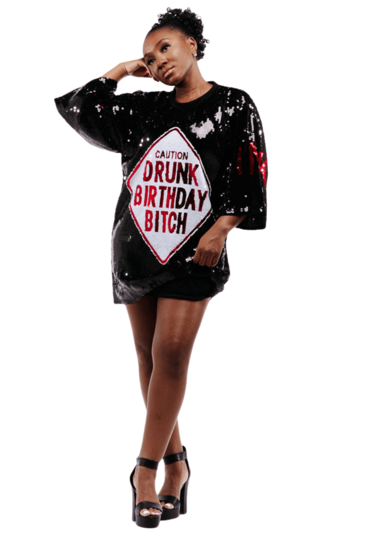 Drunk Birthday Sequin Dress - Black SEQUIN FANS Drunk Birthday Sequin Dress - Black SEQUIN FANS
