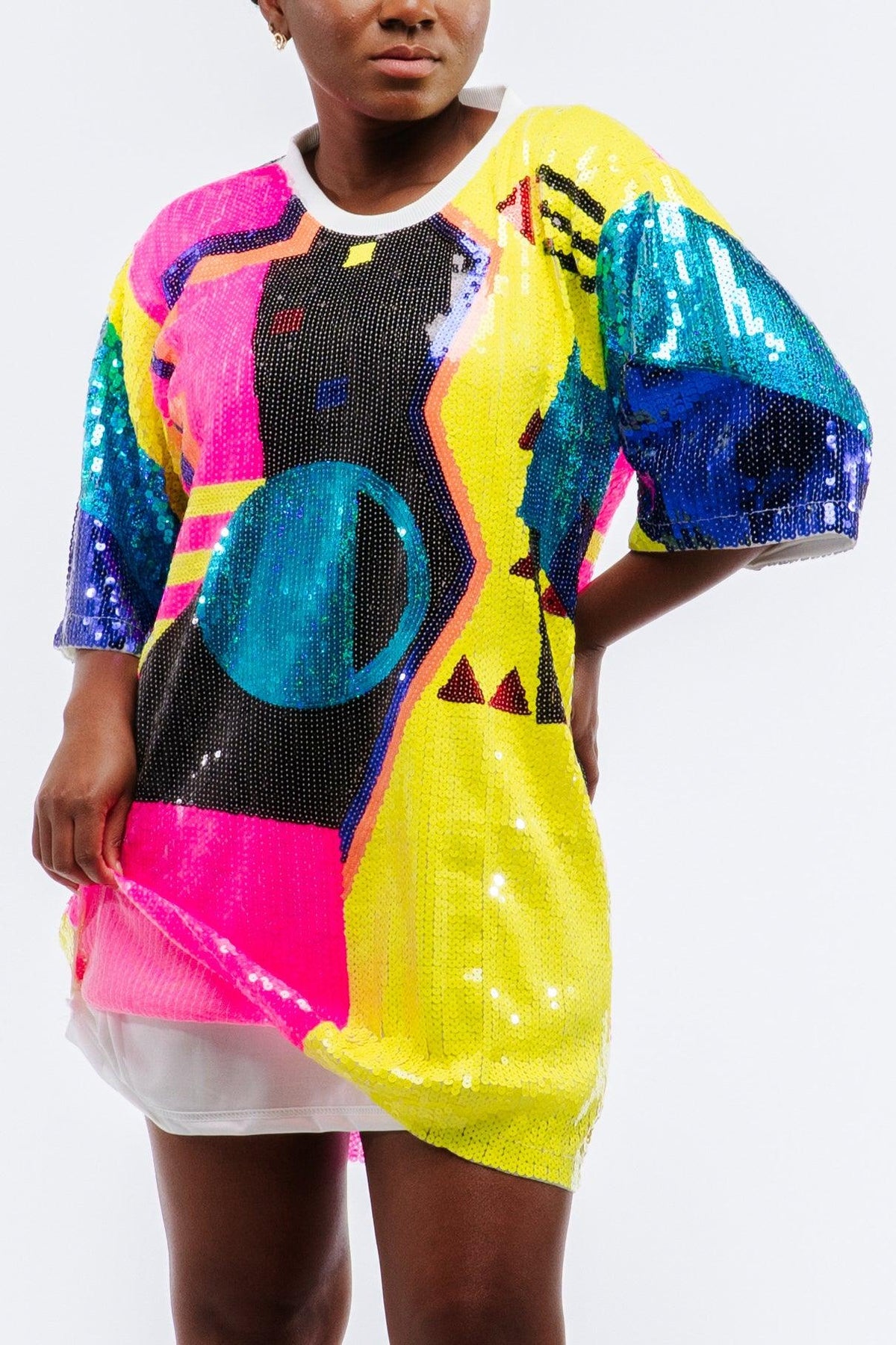 80's Geometric Sequin Dress - SEQUIN FANS