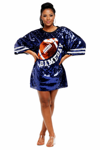 Game Day Sequin Dress - Blue
