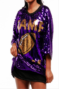 Game Day Sequin Dress - Purple - SEQUIN FANS