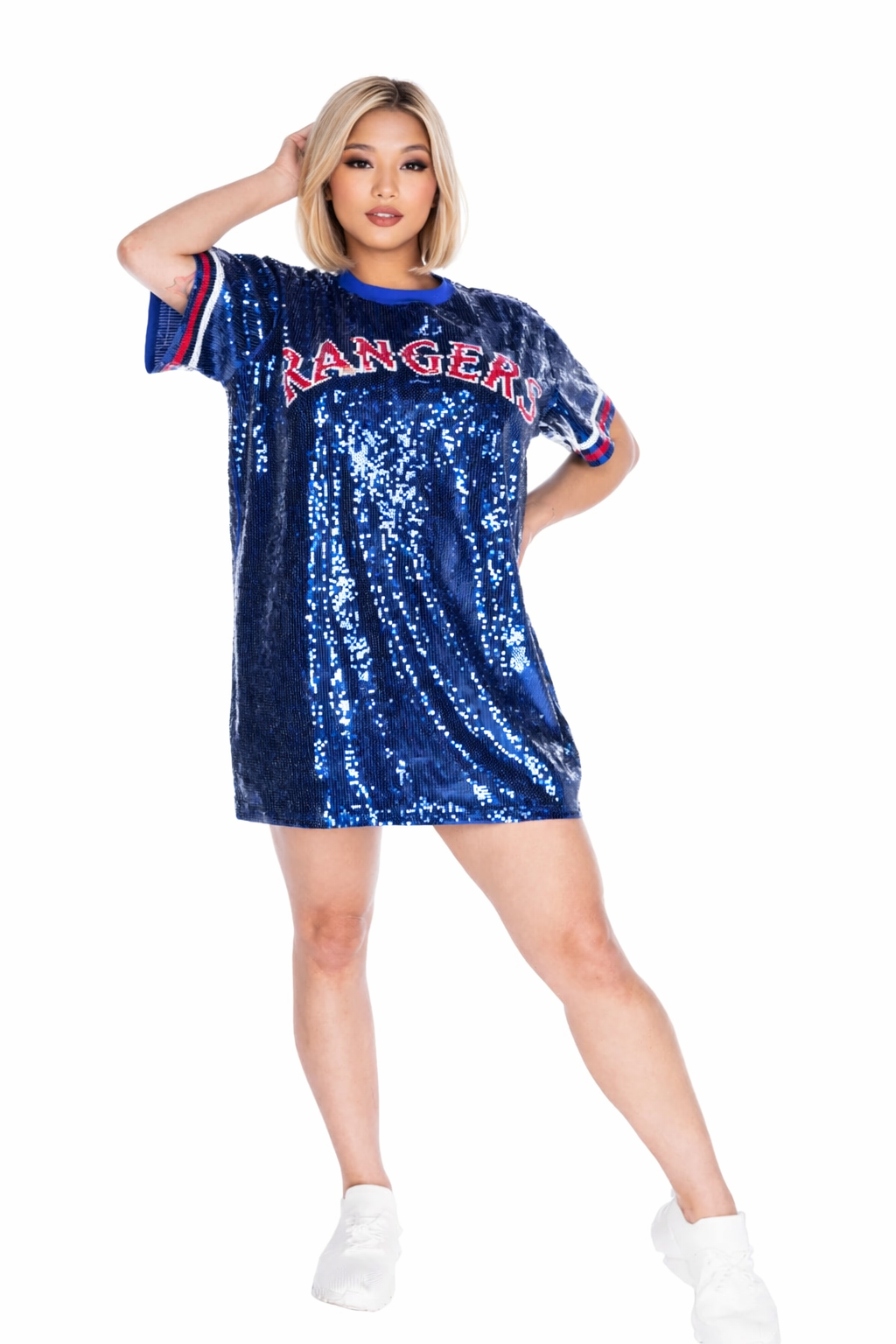 sequin baseball dress Sequin Baseball Shift Dress -White Cutie Patooties Boutique