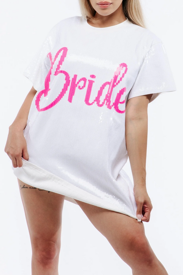 Bride Sequin Dress - Hot Pink