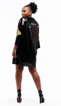 Birthday Queen Sequin Dress - Black