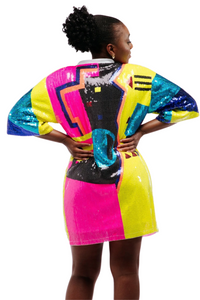 80's Geometric Sequin Dress