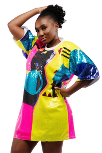 80's Geometric Sequin Dress