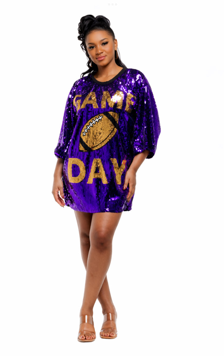 Game Day Sequin Dress - Purple