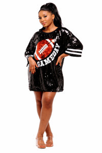 Game Day Sequin Dress - Black