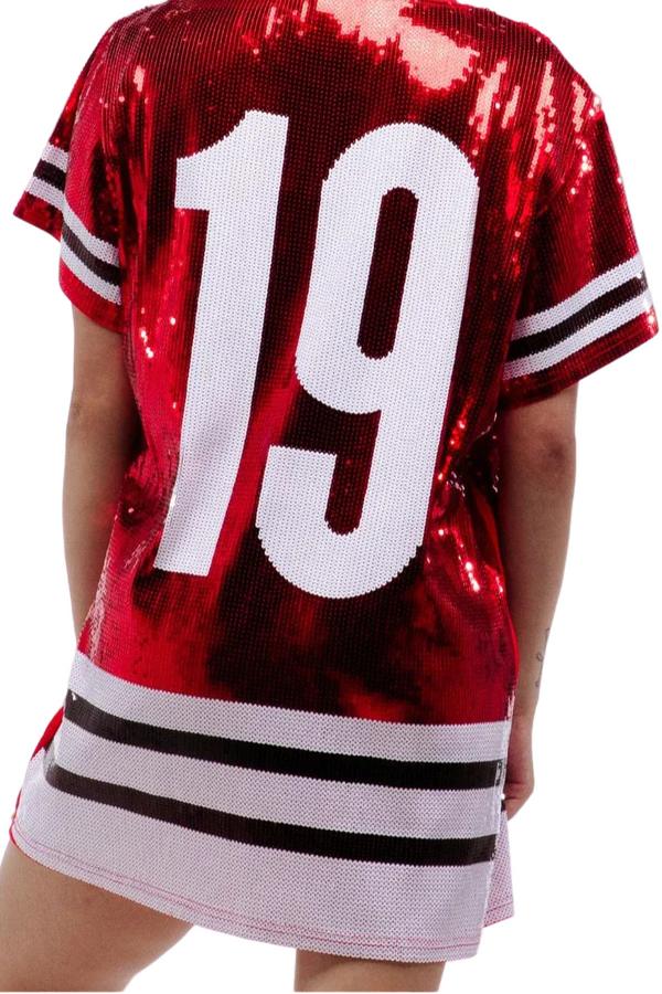 Chicago Hockey Sequin Jersey Dress