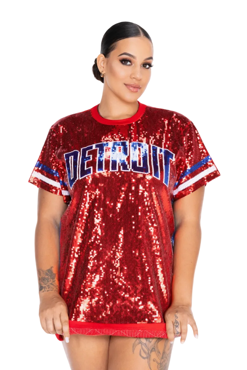 Detroit Basketball Sequin Dress