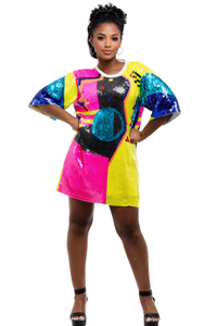 80's Geometric Sequin Dress