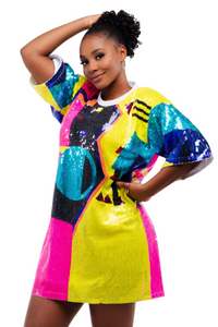 80's Geometric Sequin Dress