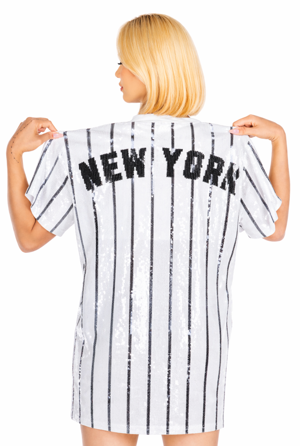 baseball sequin dress Sequin Baseball Game Day White Dress
