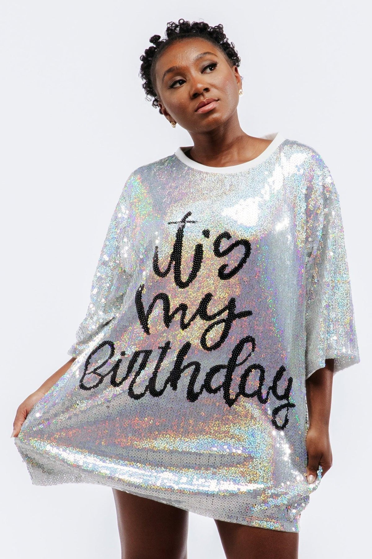 It's My Birthday Sequin Dress - Silver SEQUIN FANS It's My Birthday Sequin Dress - Silver SEQUIN FANS