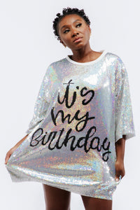 silver sequin birthday dress Olivia Silver Metallic Sequin Party Dress, L