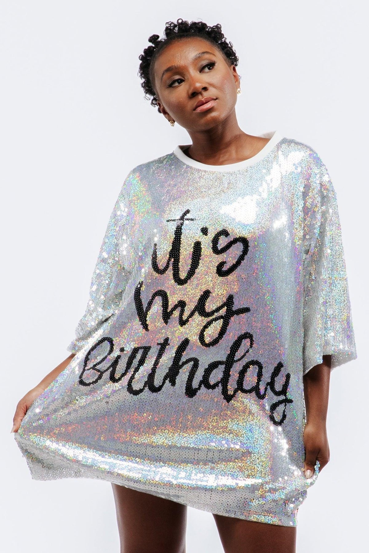 It's My Birthday Sequin Dress - Silver - SEQUIN FANS
