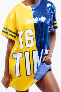 Los Angeles Its Time Football Sequin Jersey Dress - Sequin Fans Los Angeles Its Time Football Sequin Jersey Dress - Sequin Fans