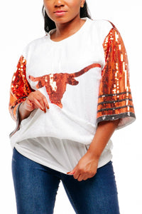 Texas College Sequin Shirt - SEQUIN FANS