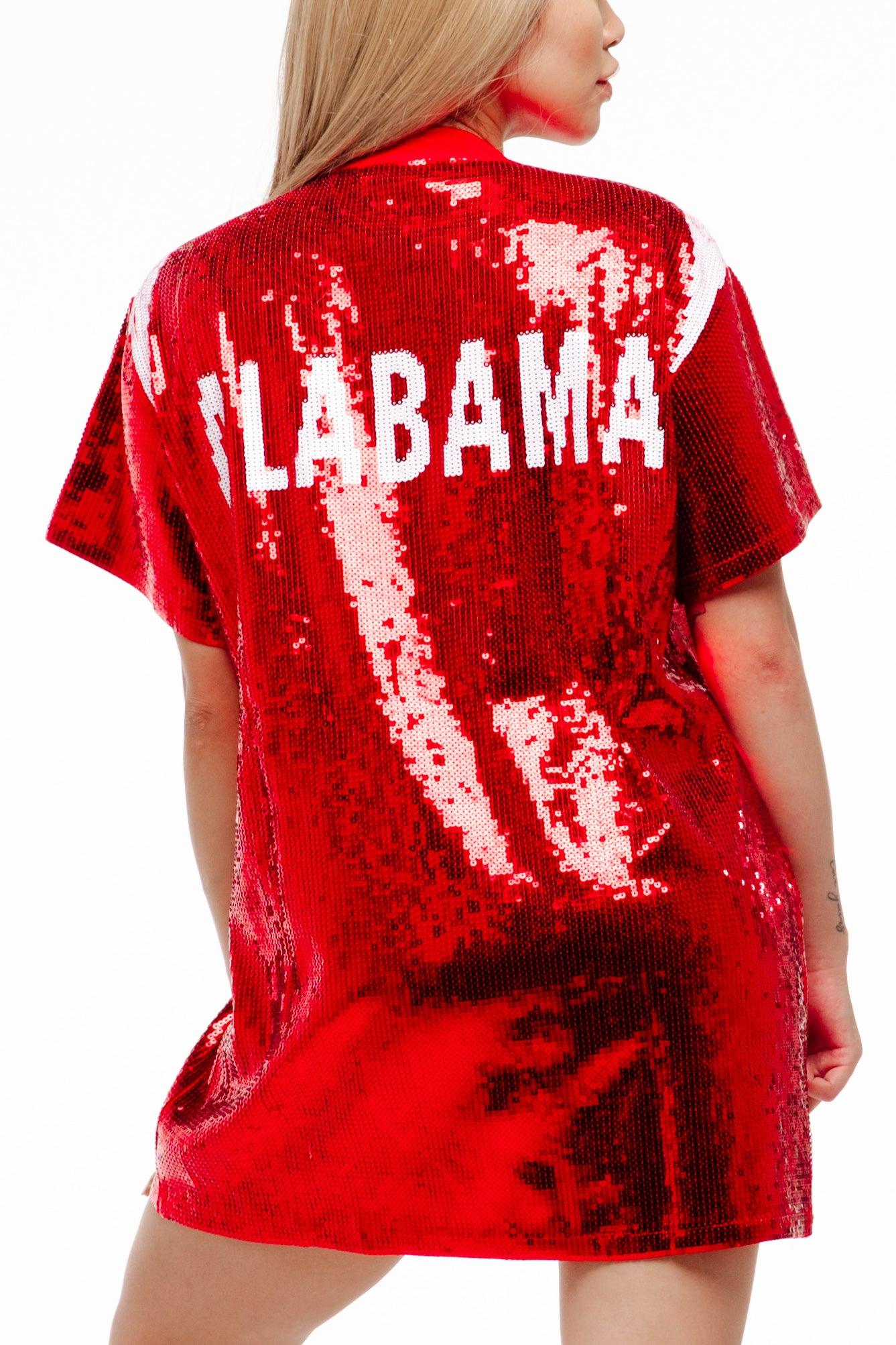 alabama sequin jersey dress School Spirit Sequin Embroidered Mini Dress in Alabama Curves