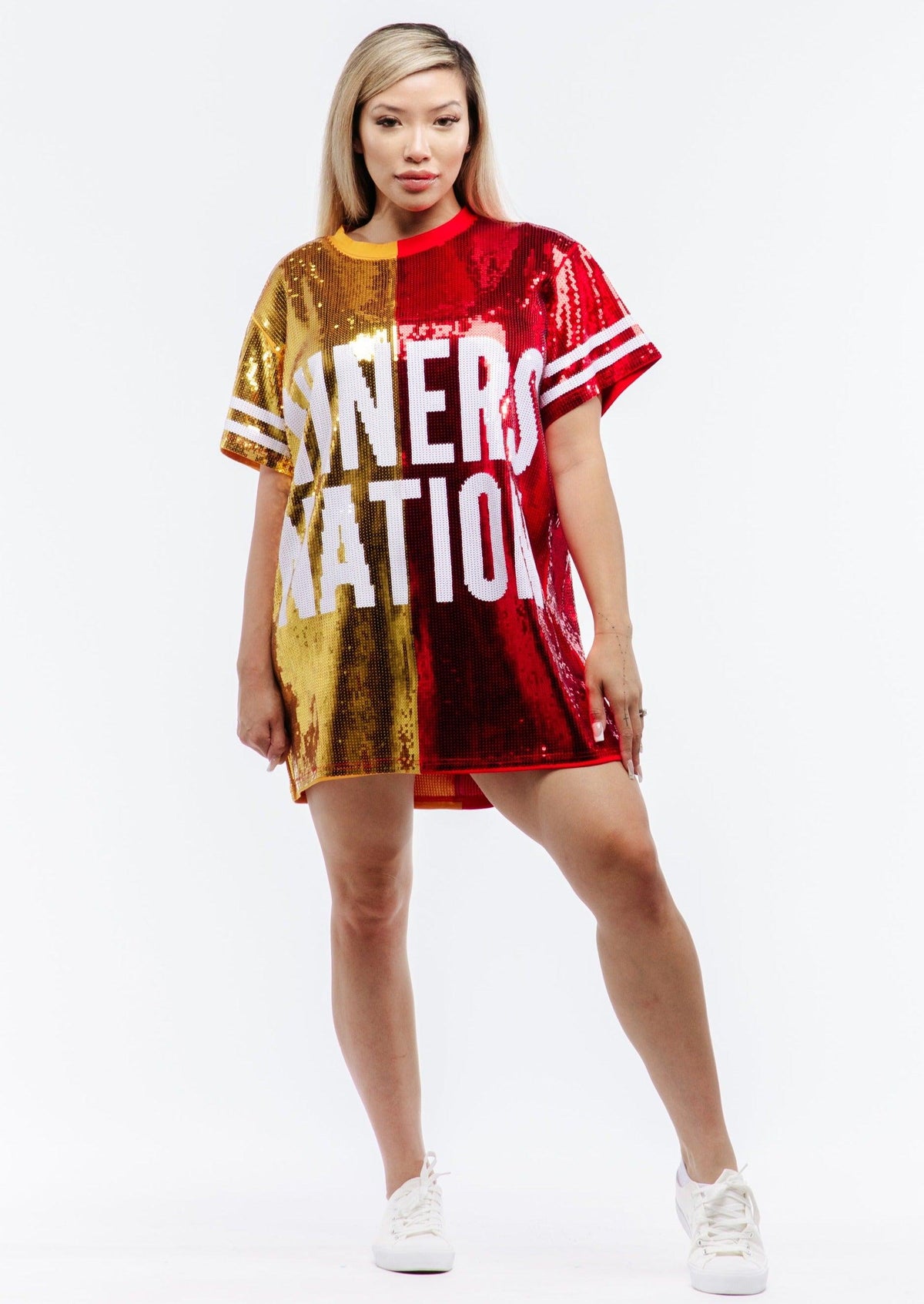 San Francisco “Niners Nation” Football Sequin Jersey Dress